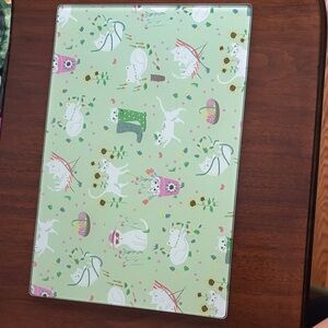 Springtime Cat Glass Cutting Board